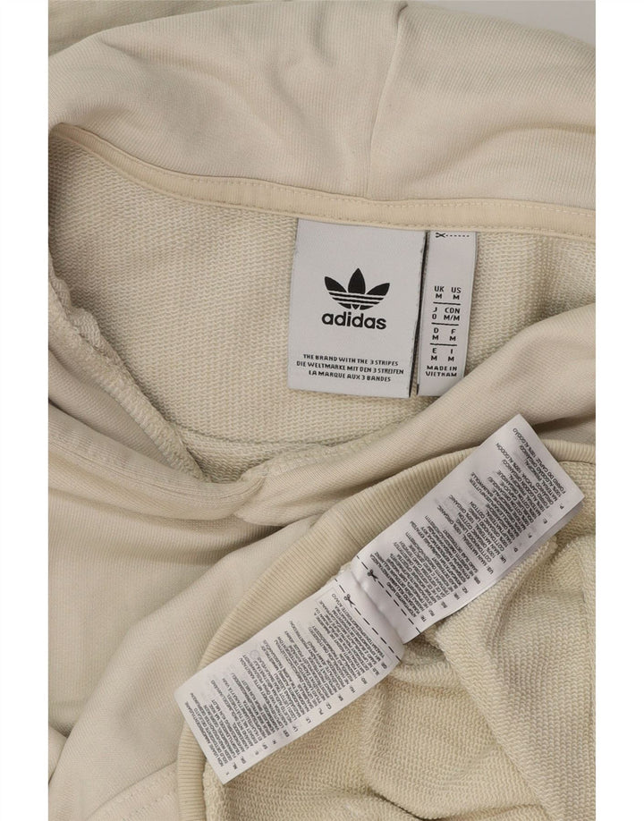ADIDAS Womens Hoodie Jumper UK 14 Médio Off White Algodão