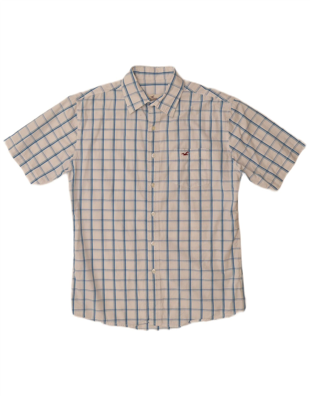 HOLLISTER Camisa masculina de manga curta 15-16 anos 2XL xadrez branco