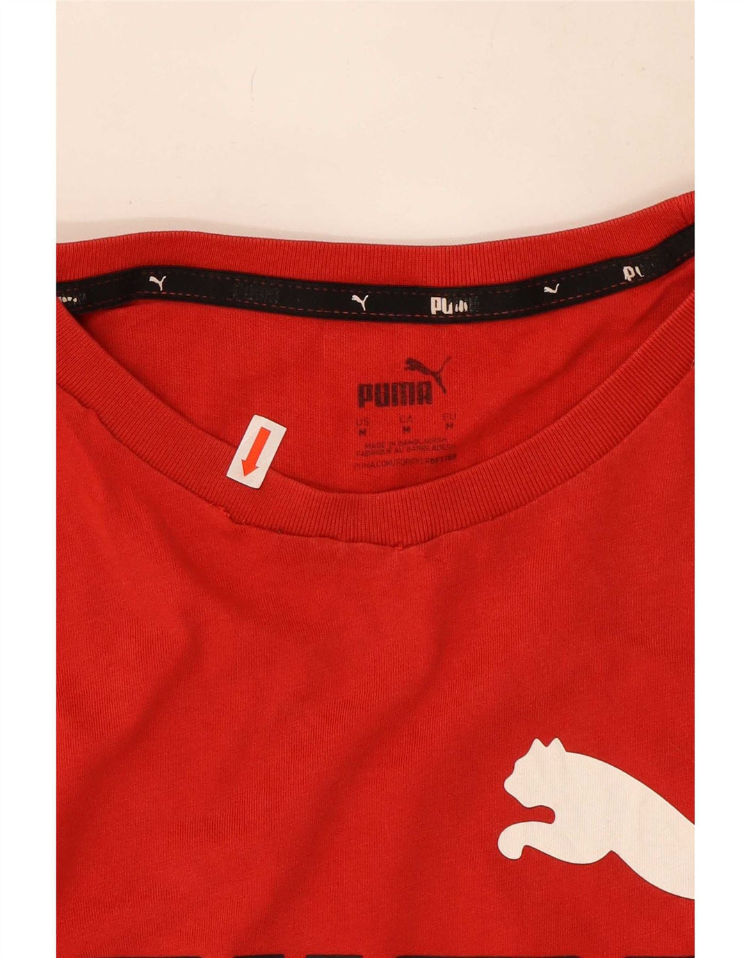 Puma Mens Graphic T-Shirt Top Médio Algodão Vermelho