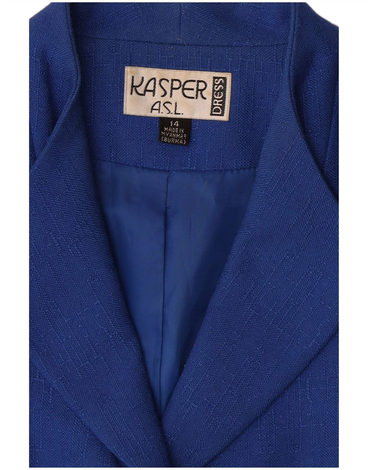 Jaqueta blazer feminina Kasper manga curta com 4 botões Reino Unido 14 grande azul