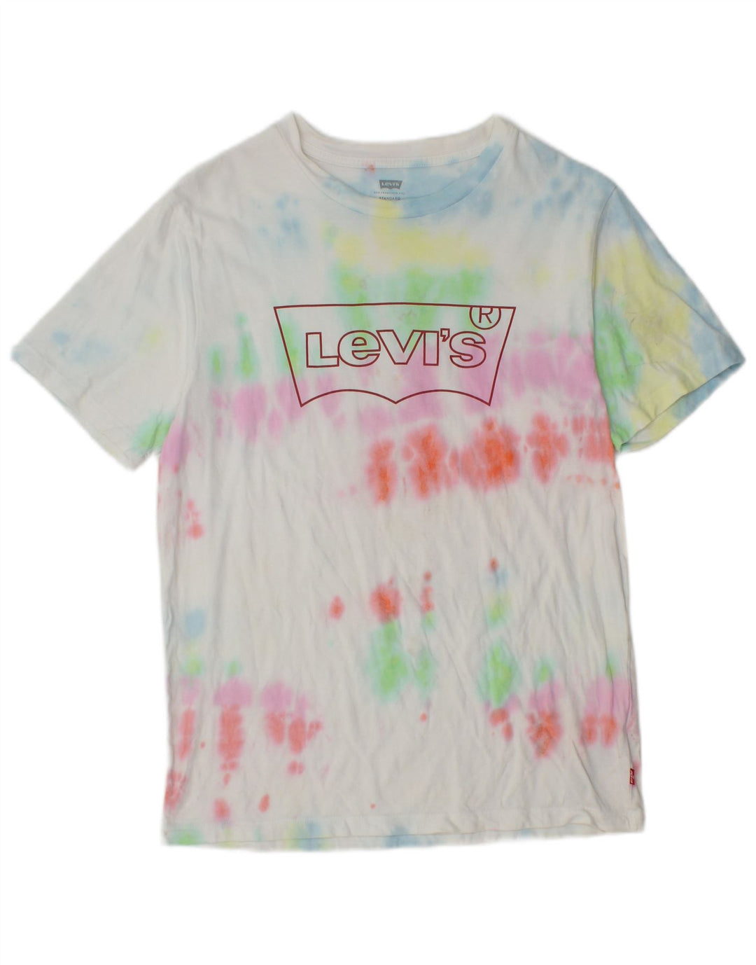 Camiseta masculina padrão Levi's com estampa gráfica pequena, algodão tie-dye multicolorido