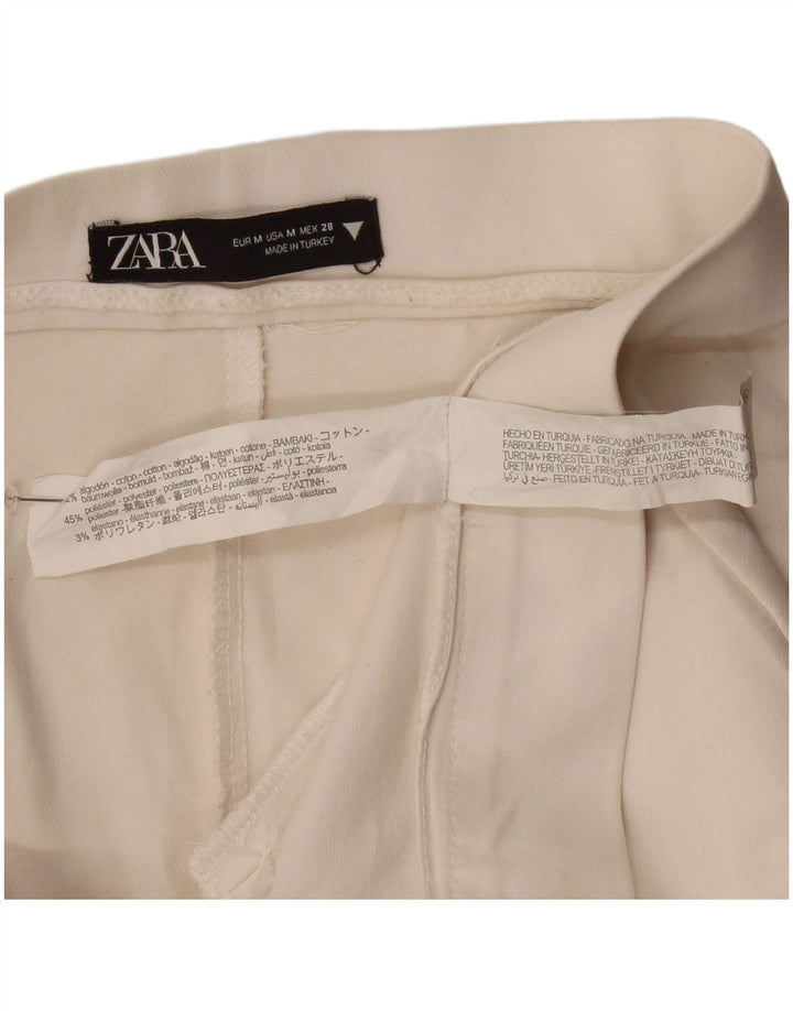 Calça feminina Zara Bootcut cortada média W29 L25 algodão branco