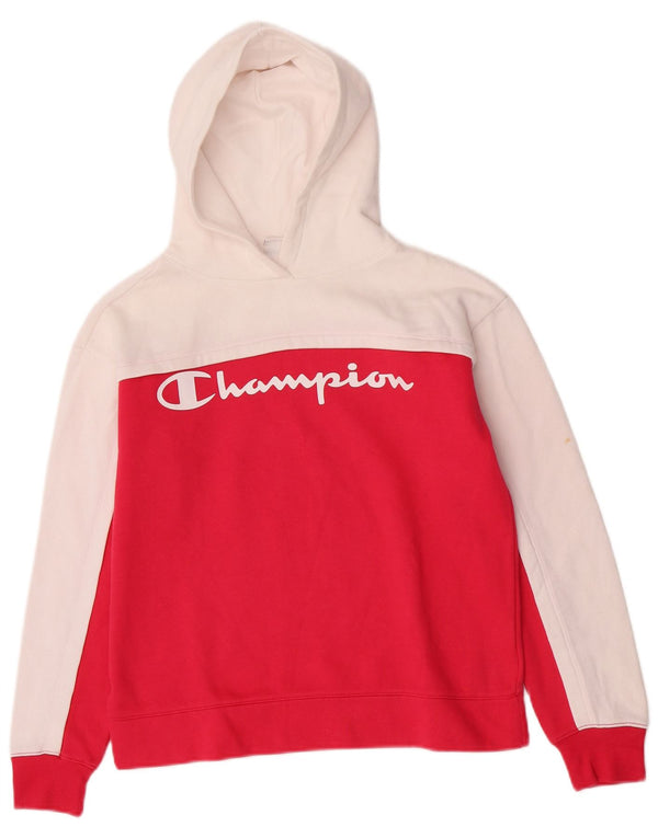 Jumper com capuz gráfico feminino Champion 15-16 anos 2XL rosa colorblock