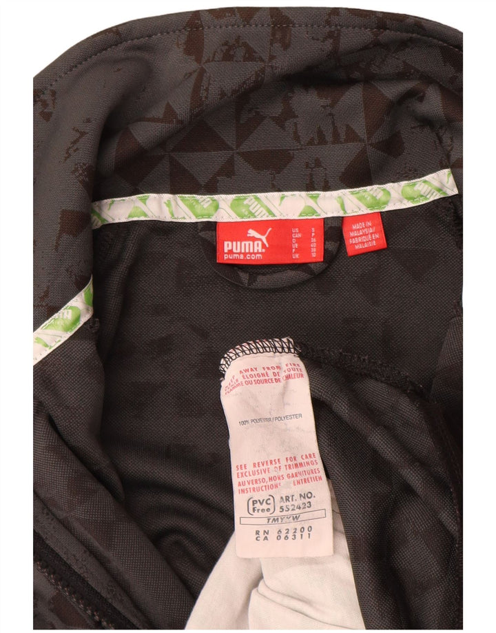 Puma Womens Tracksuit Top Jacket UK 10 Pequeno Poliéster Geométrico Cinza