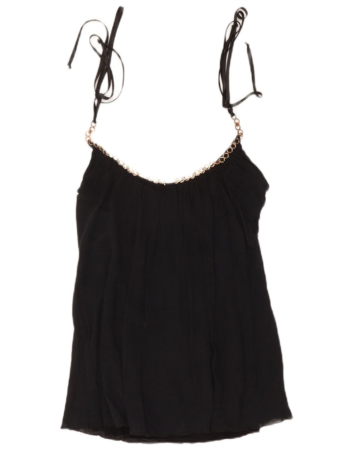 Marciano Crop Cami Top Feminino Reino Unido 10 Pequeno Algodão Preto