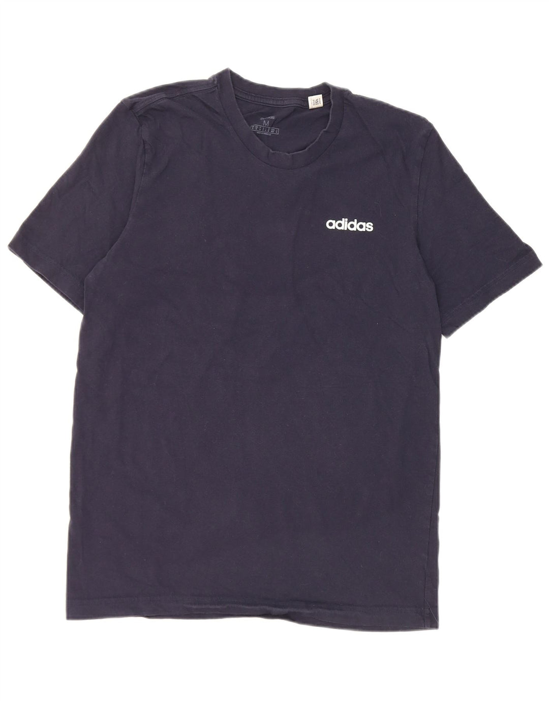 Adidas Mens Camiseta Top Médio Algodão Azul Marinho