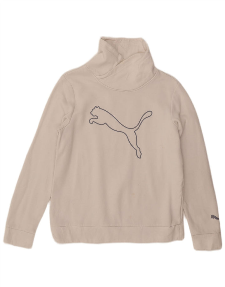 Puma feminino gráfico moletom jumper UK 14 médio algodão branco