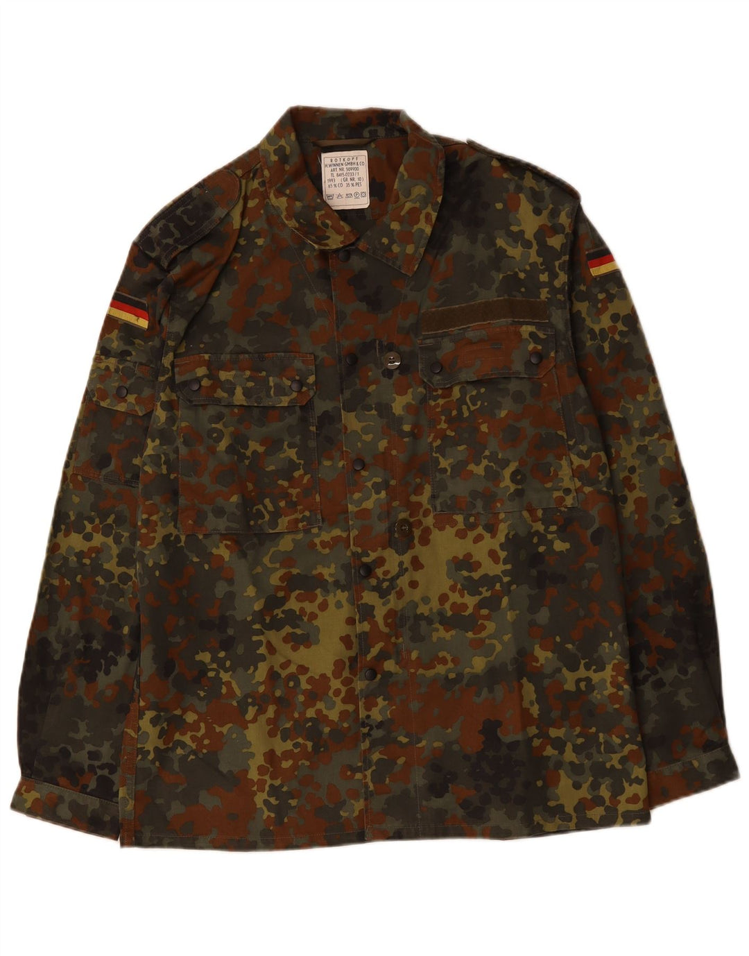 Camisa militar masculina VINTAGE grande camuflada cáqui algodão exército