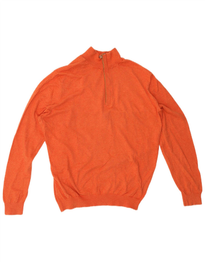 Suéter masculino Massimo Dutti com gola e zíper laranja médio