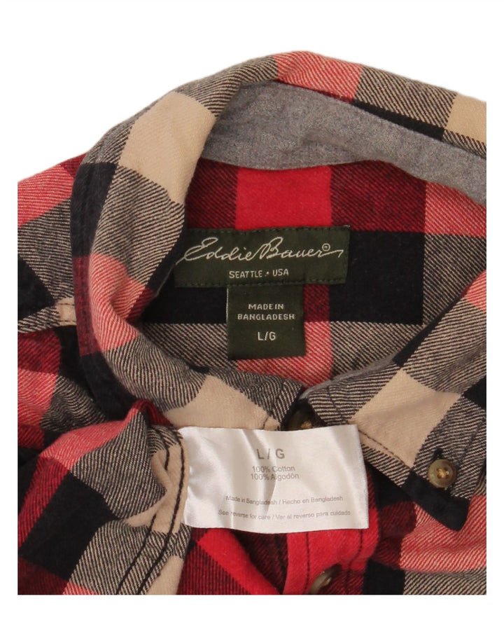 Camisa masculina de flanela EDDIE BAUER grande algodão xadrez vermelho