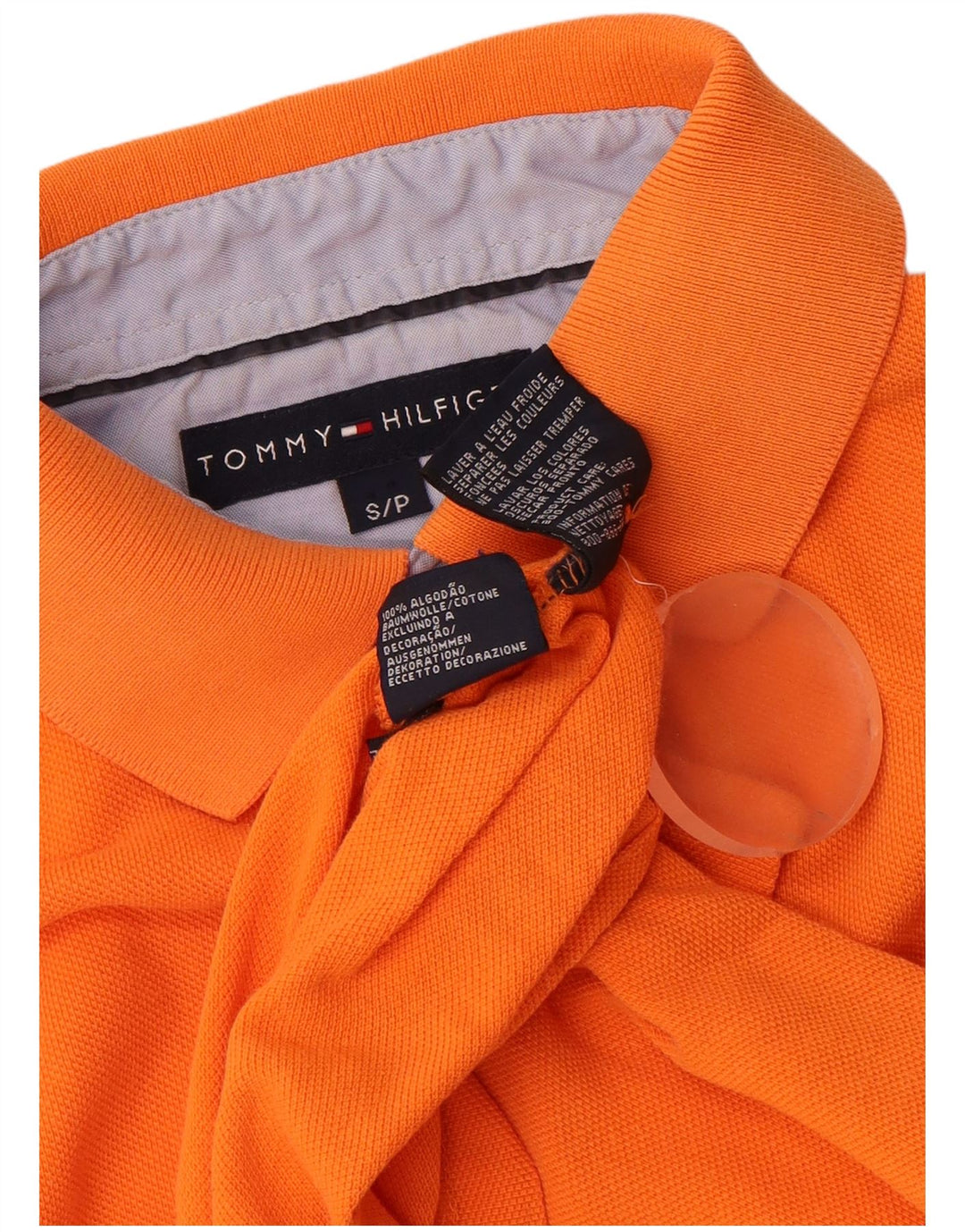 Camisa polo masculina Tommy Hilfiger pequena laranja algodão