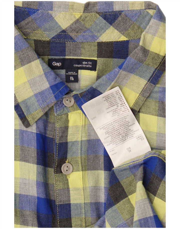 Camisa masculina Slim Fit da Gap XL de algodão xadrez multicolorido