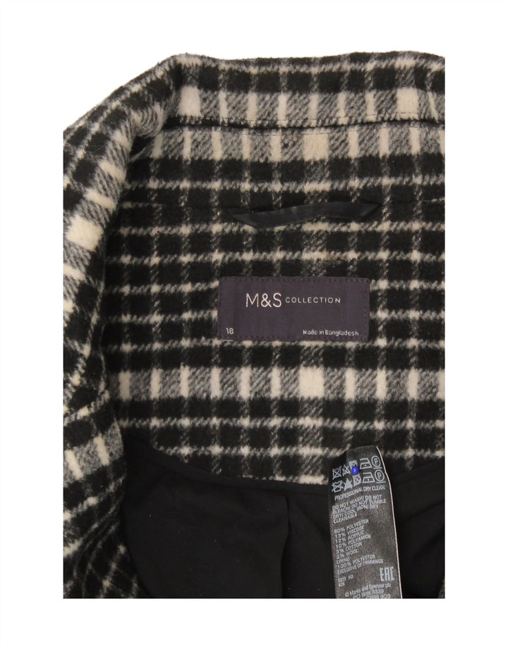 Sobretudo feminino Marks & Spencer de ajuste solto UK 18 XL poliéster xadrez preto