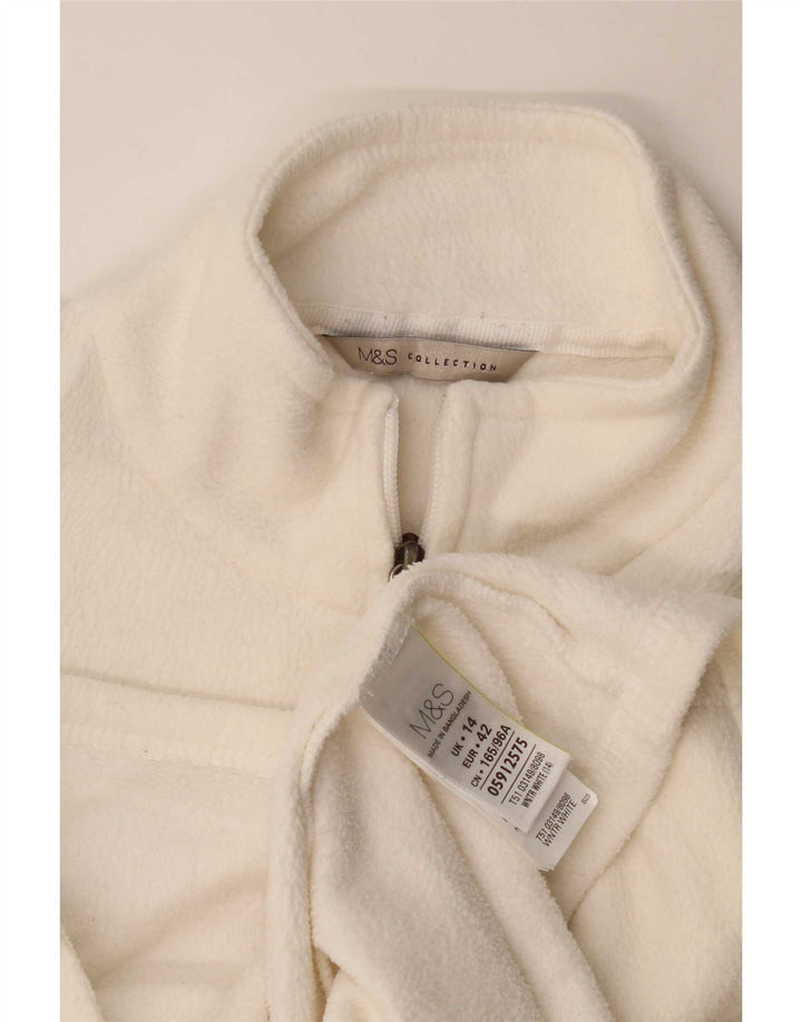 Jaqueta de lã feminina Marks & Spencer Reino Unido 14 grande poliéster branco