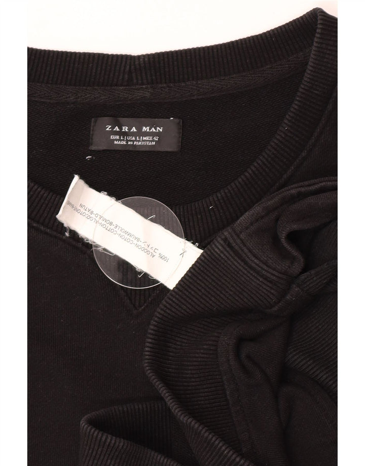 Zara moletom masculino jumper grande algodão preto