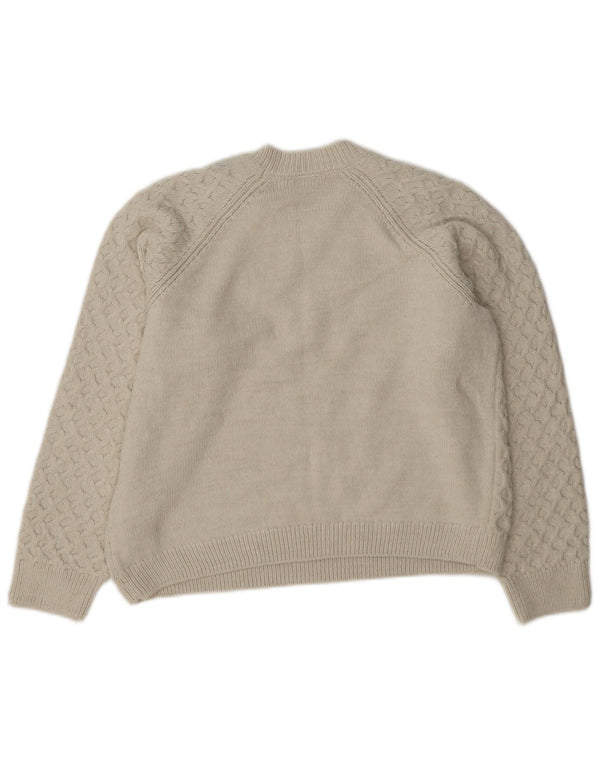 Suéter feminino Marks & Spencer com gola redonda e gola redonda, tamanho pequeno, off white
