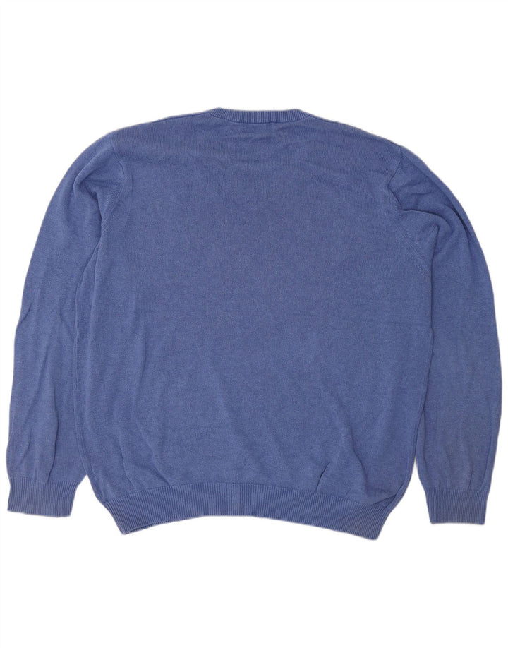 Suéter masculino Marks & Spencer com decote em V XL azul algodão