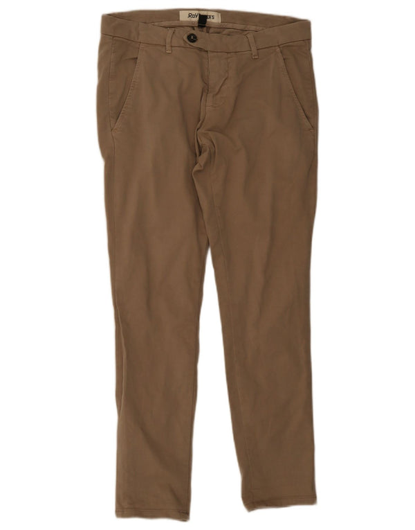 Roy Rogers Mens Slim Chino Calças W31 L28 Algodão Bege