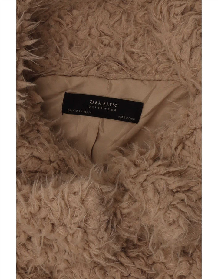 Zara Mulher Teddy Bear Bomber Jacket Reino Unido 14 Médio Bege