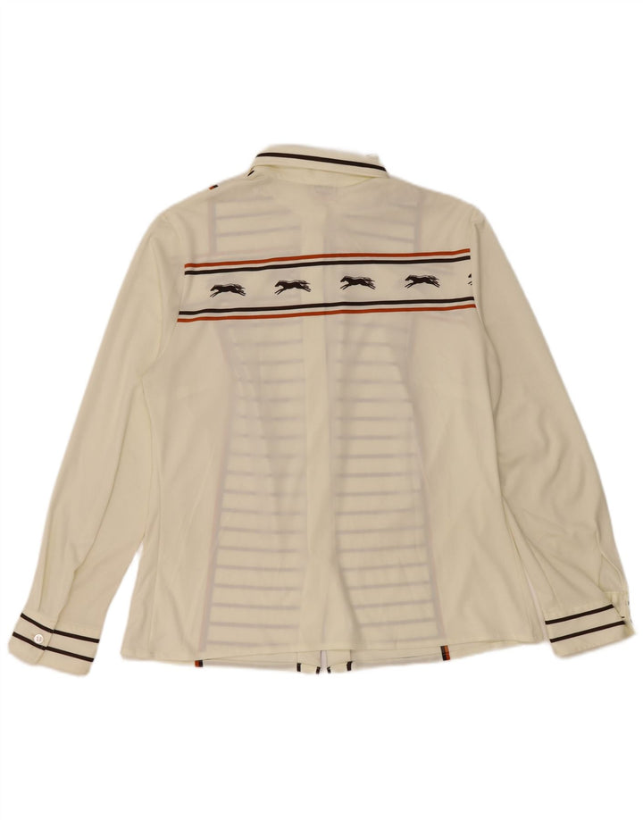 Blusa feminina HAMMERLE UK 14 grande poliéster listrado branco