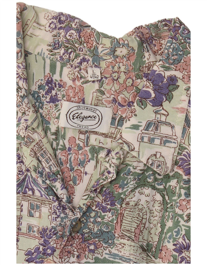 Camisa masculina de manga curta ELEGANCE tamanho 41/42 grande floral multicolorido
