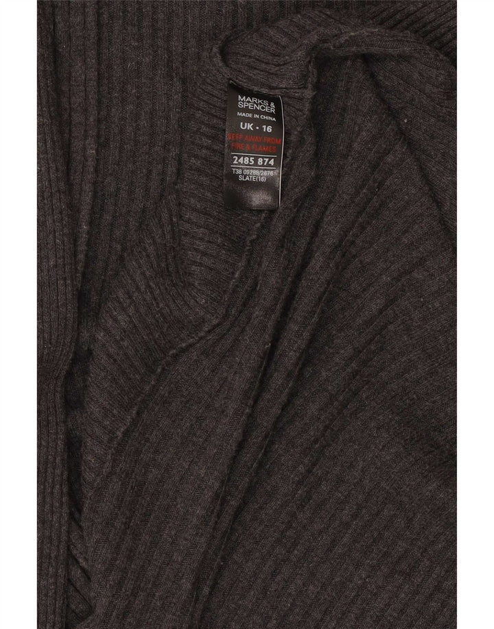 Marks & Spencer Suéter feminino Longline Open Cardigan Reino Unido 16 Grande Cinza