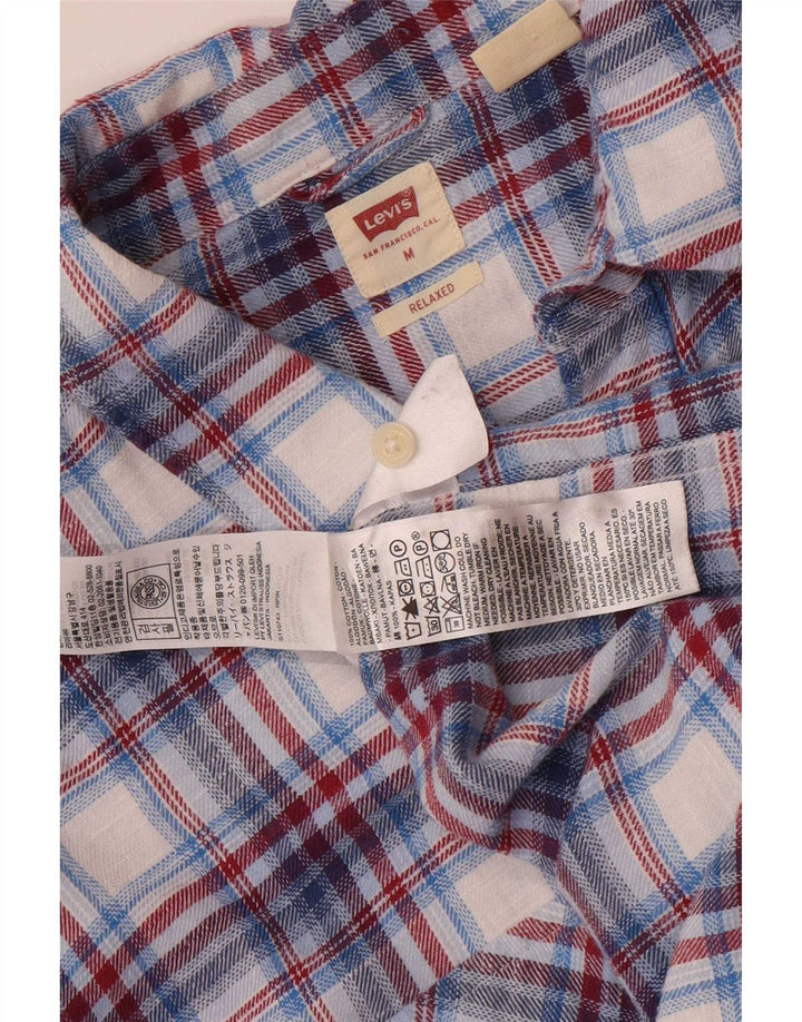 Camisa masculina de flanela Levi's de algodão xadrez azul médio