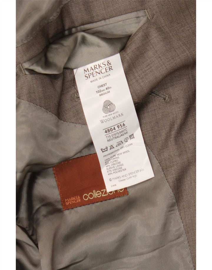 Jaqueta blazer masculina de 2 botões Marks & Spencer Reino Unido 40 marrom médio lã nova