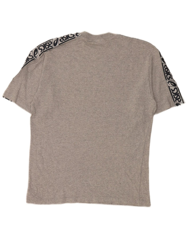 Camiseta gráfica masculina Asics Top cinza médio algodão colorblock