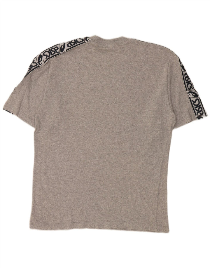 Camiseta gráfica masculina Asics Top cinza médio algodão colorblock