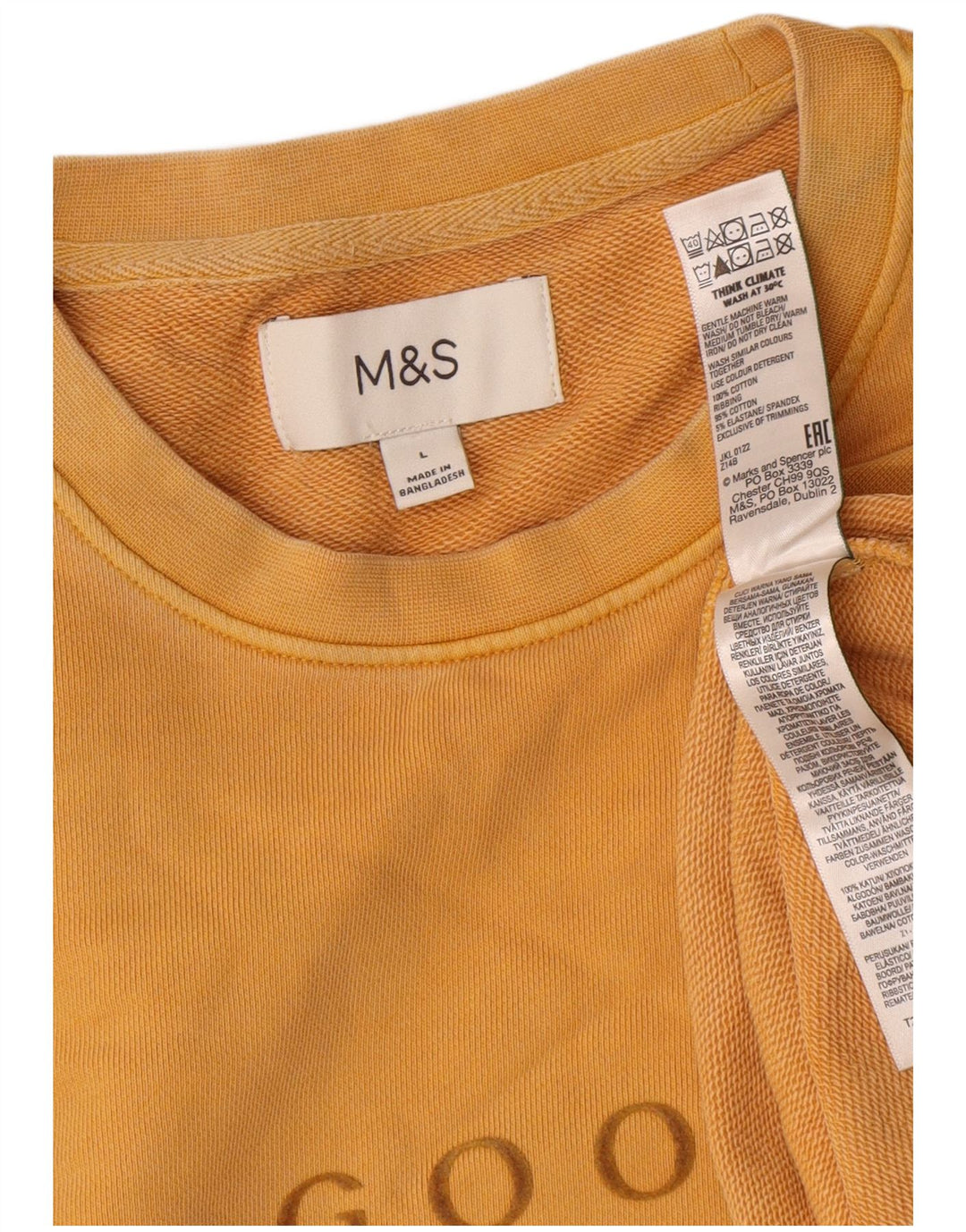 Suéter gráfico masculino Marks & Spencer grande algodão amarelo