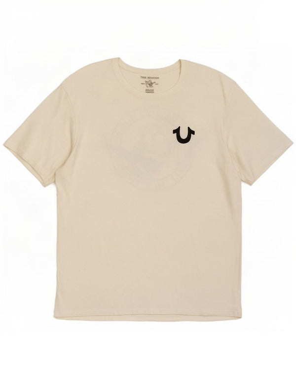 Camiseta gráfica masculina True Religion Top XL algodão branco