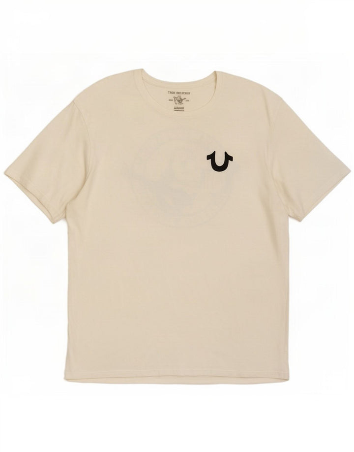 Camiseta gráfica masculina True Religion Top XL algodão branco