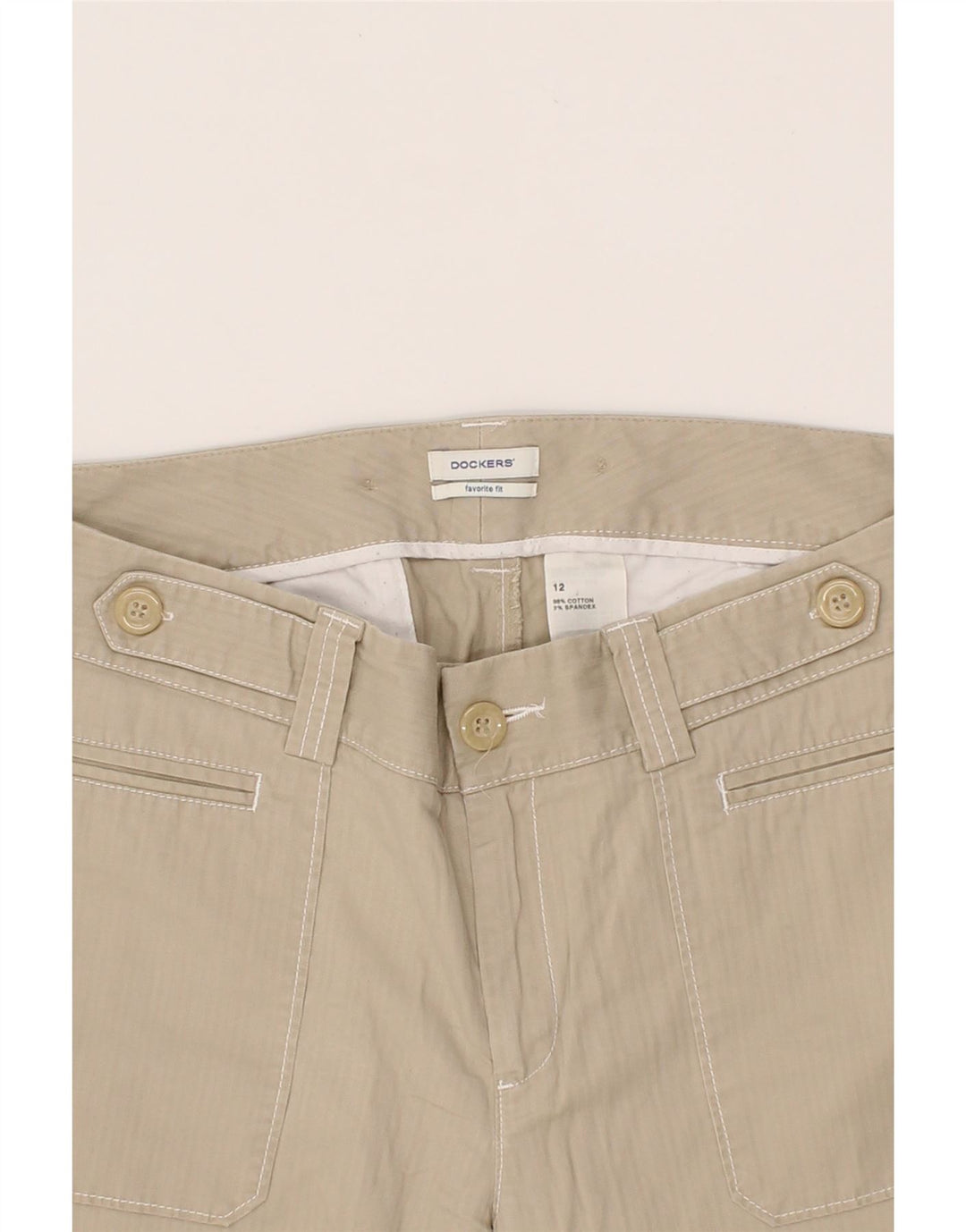 DOCKERS Womens Favorite Fit Bermuda Shorts US 12 Large W34  Beige Cotton Vintage Dockers and Second-Hand Dockers from Messina Hembry 