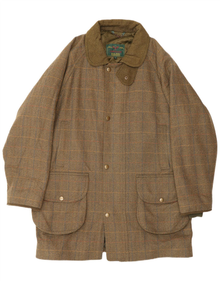 Jaqueta utilitária masculina CHRYSALIS UK 40 grande cáqui espinha de peixe clássico