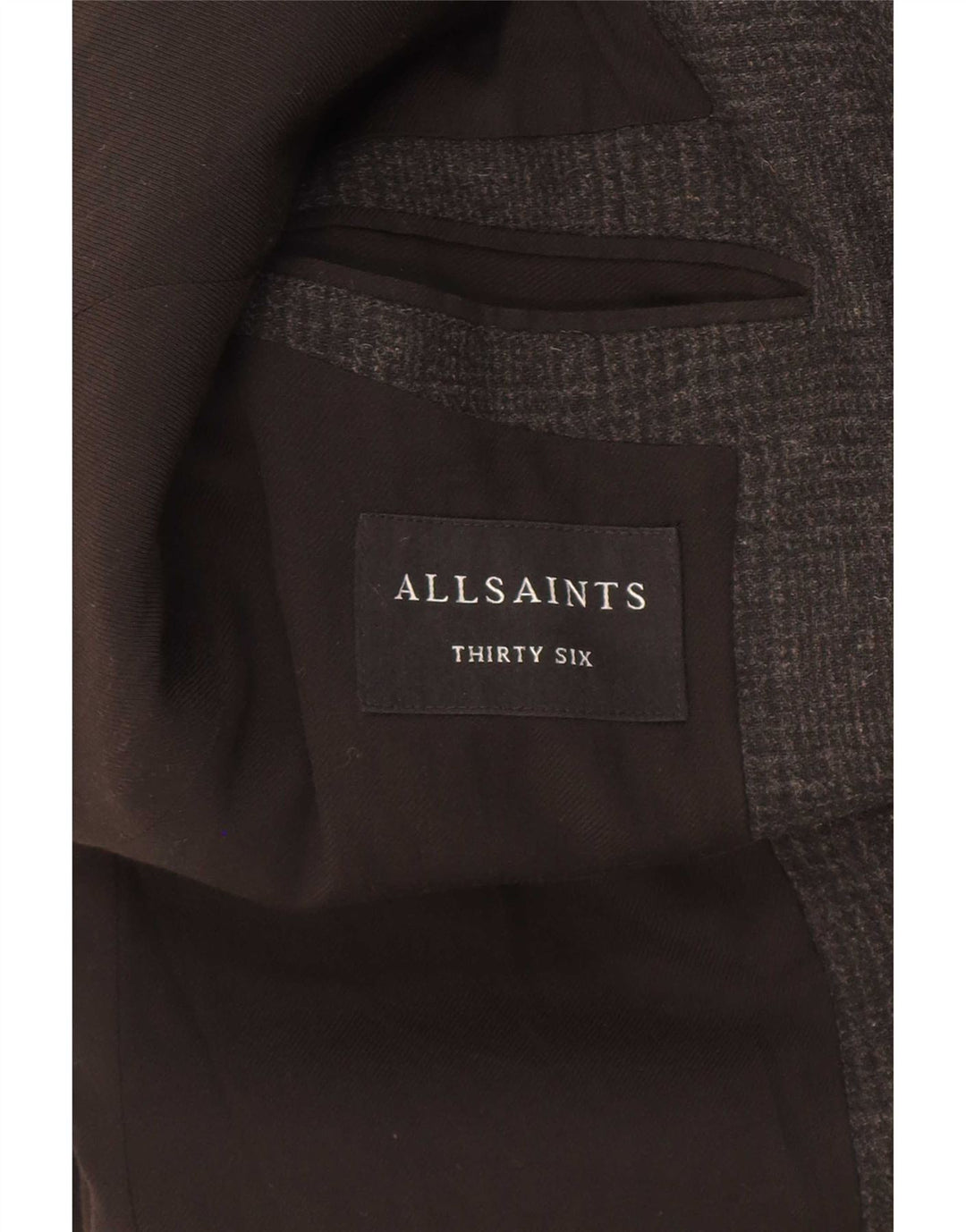 Sobretudo masculino All Saints Reino Unido 36 pequeno preto houndstooth lã