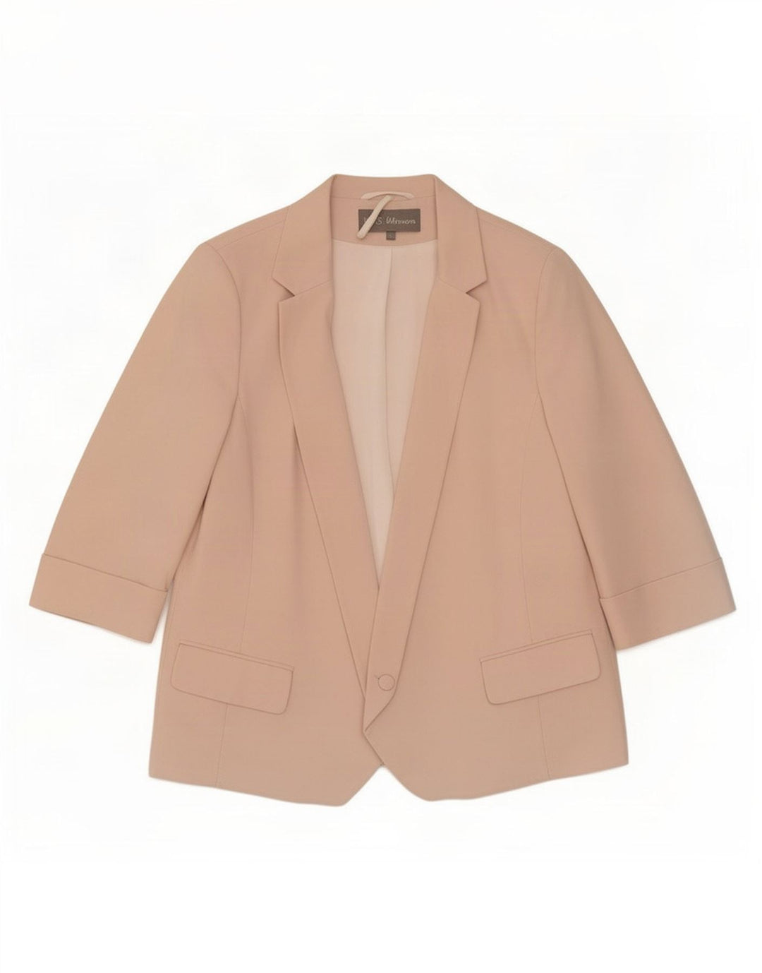 Jaqueta blazer feminina Marks & Spencer manga 3/4 com 1 botão Reino Unido 16 grande rosa