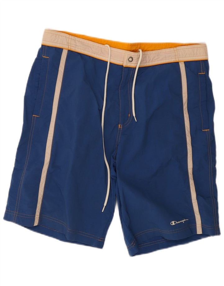 Shorts de natação masculino Champion médio azul marinho colorblock poliamida