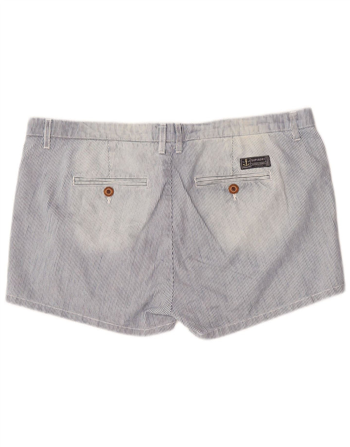 Shorts casuais femininos SUPERDRY XL W40 algodão listrado azul