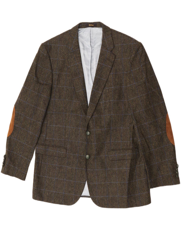 Jaqueta blazer masculina Barbour com 2 botões Reino Unido 44 grande lã xadrez verde