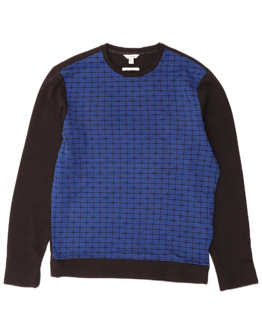 CALVIN KLEIN Moletom masculino Jumper XS Azul Geométrico Algodão