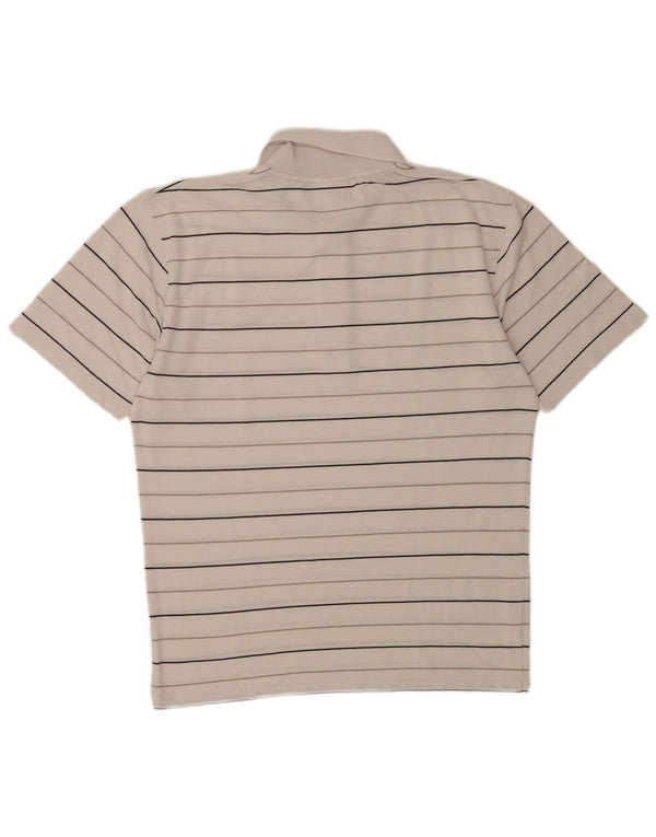 Camisa polo masculina Lacoste tamanho 4 médio branco listrado