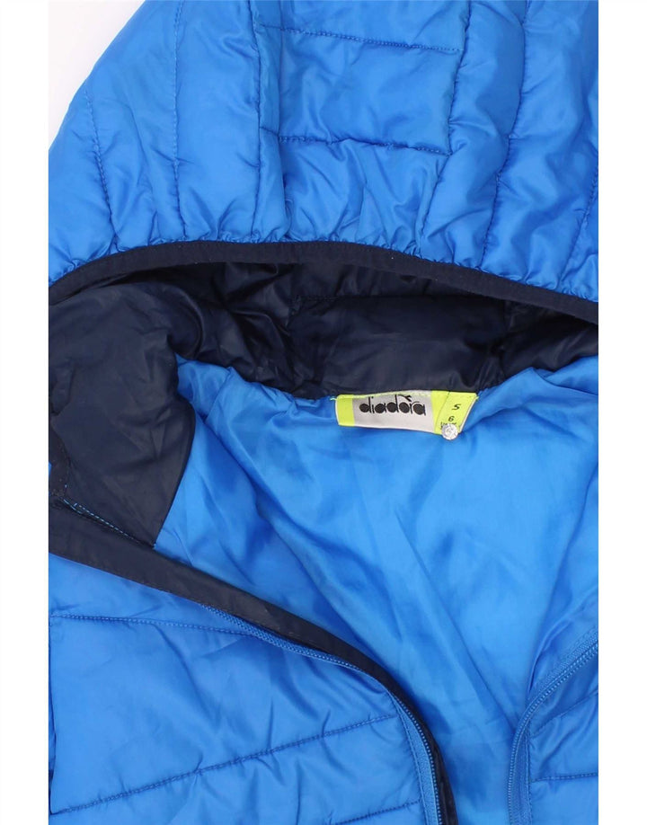 Jaqueta acolchoada com capuz para meninos Diadora 5-6 anos pequeno azul colorblock
