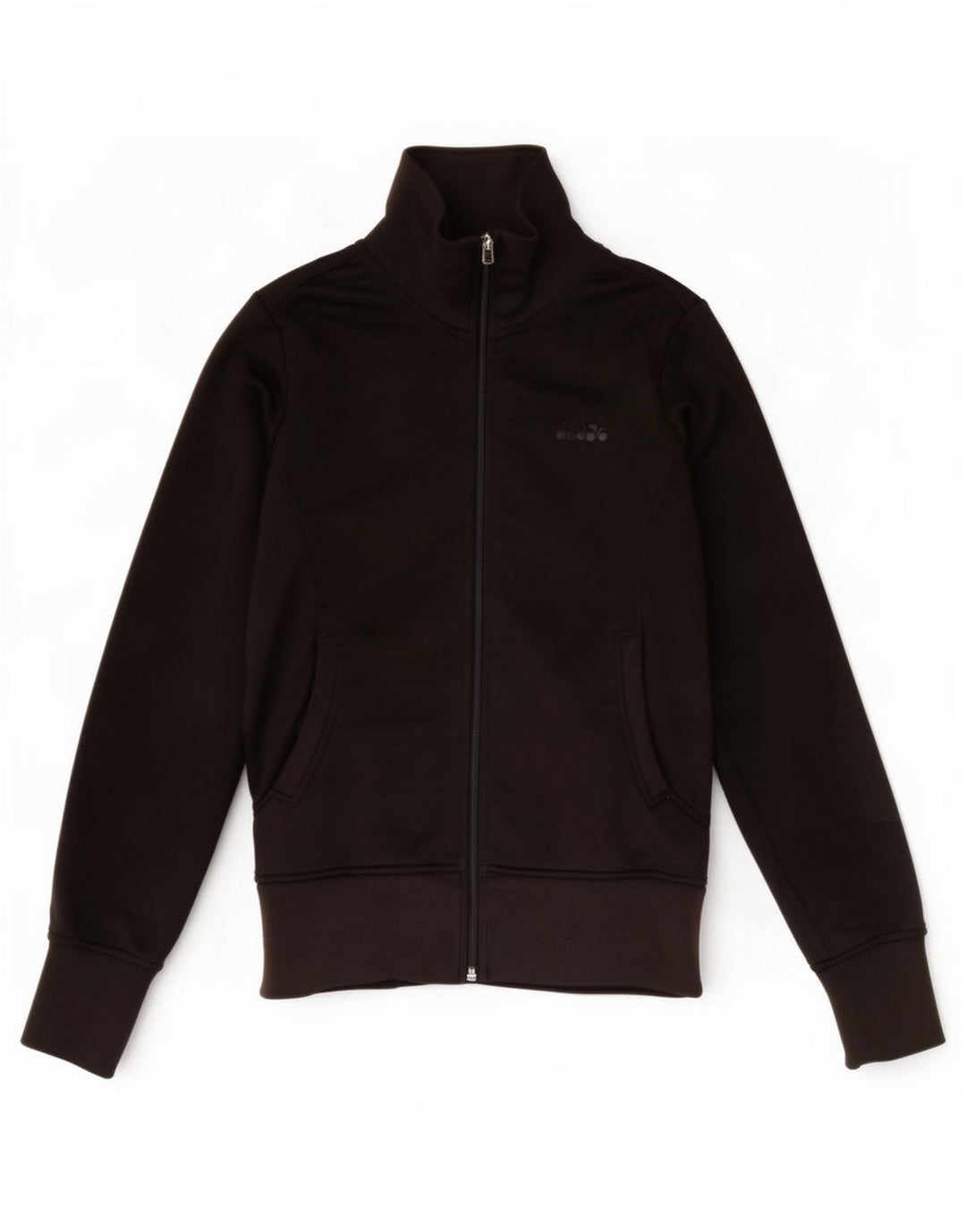 Diadora Womens Tracksuit Top Jacket UK 12 Médio Preto Poliéster
