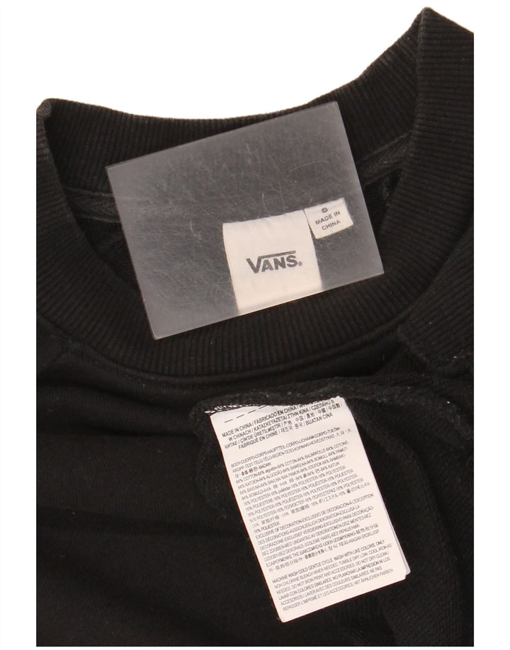 Vans feminino gráfico oversized moletom jumper UK 10 pequeno algodão preto