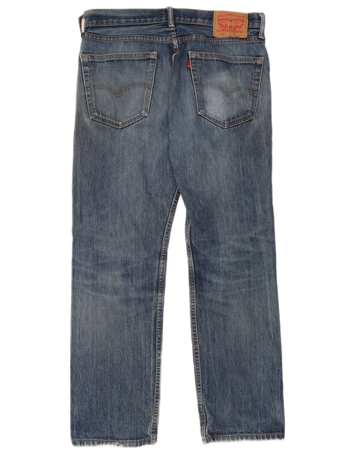Levi's Masculino 505 Distressed Straight Jeans W33 L30 Azul Algodão