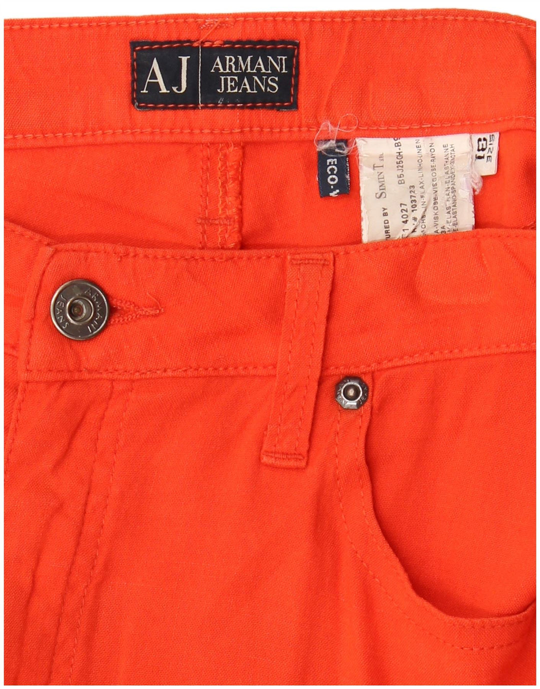 Calça feminina reta casual ARMANI W31 L30 laranja linho