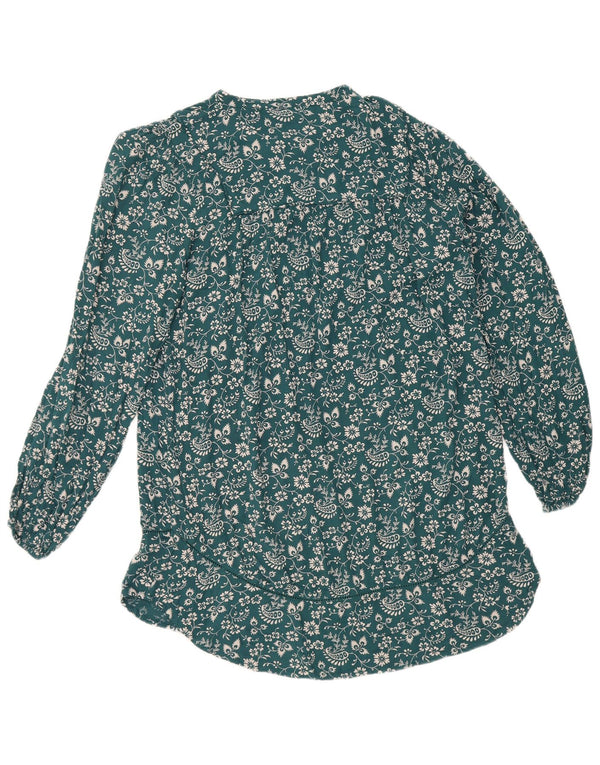 Vestido básico feminino Fat Face UK 12 viscose floral azul médio