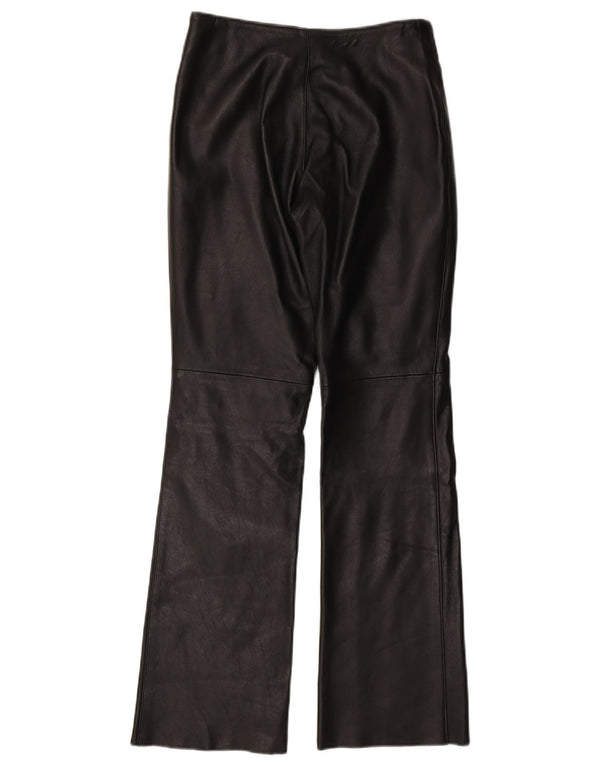 Calças de couro femininas VINTAGE UK 10 pequenas W27 L31 pretas
