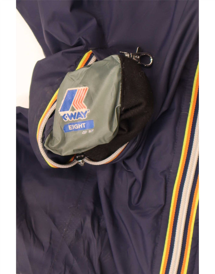 Casaco corta-vento feminino reversível com capuz K-Way Reino Unido 8 pequeno azul marinho